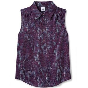 CAbi Purple and Blue Sleeveless Blouse